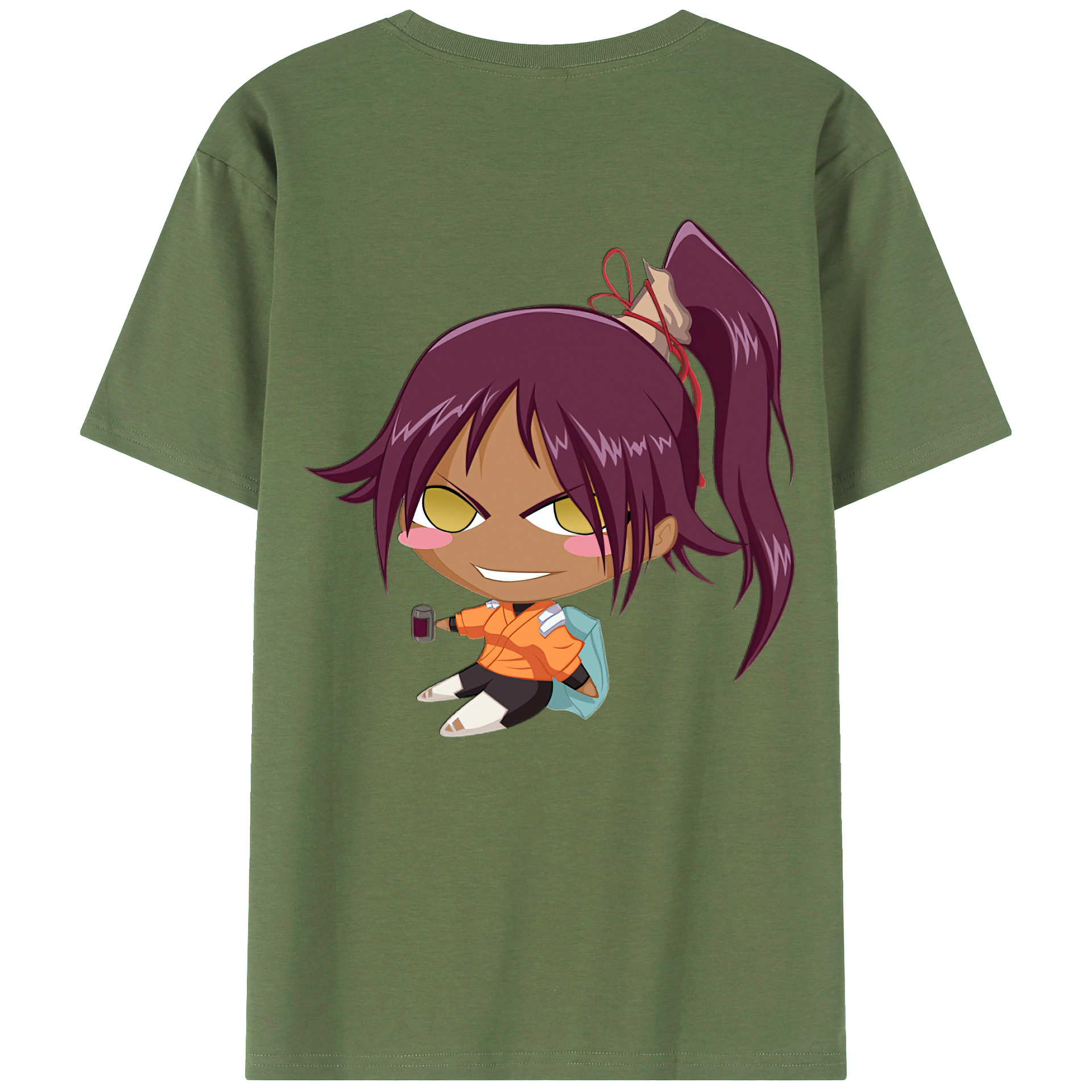 （画像用） ブリーチ 四楓院 夜一（しほういん よるいち） BLEACH Shihouin Yoruichi 綿100％ メンズ半袖Tシャツ（バックプリント） 通気性